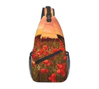 Tramonto Fiore Campo Moda Croce Petto Bag Diagonalmente Regolabile Cinghie Ad Alta Capacità Sport Viaggi Lavoro Uso quotidiano, Nero , Taglia unica