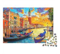 Tramonto Gondola Venezia Puzzle 1000 Pezzi Gondola al tramonto Regalo per Amanti Puzzle Decompressivo Educativo Divertente Decorazione