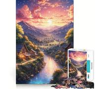 Tramonto in montagna - Puzzle difficile per adulti, 1000 pezzi, gioco di logica, legame familiare, taglio di precisione, calda sorpresa 38x52cm