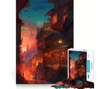 Tramonto in una città fantastica Puzzle da 1000 pezzi per adolescenti Pensa intelligente Giocattolo per momenti di condivisione Taglio liscio Lista dei desideri di Babbo Natale 38x26cm