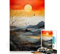 Tramonto Incredibile Astratto Panoramico Puzzle da 1000 Pezzi Puzzle per Adulti Regalo Gioco di Ragionamento Abilità Antistress Taglio Preciso Lista dei Desideri di Babbo Natale 38x26cm