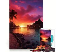 Tramonto meraviglioso a Bora Bora, puzzle da 1000 pezzi per adolescenti, gioco di logica solida, divertimento rilassante, taglio di precisione, oggetto dei desideri di Babbo Natale 50x75cm