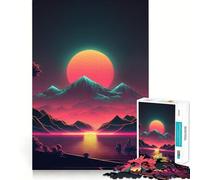 Tramonto nel futuro retrò - Puzzle da 1000 pezzi per adolescenti - Gioco di logica - Leggero e rilassante - Taglio preciso - Regalo classico 38x52cm