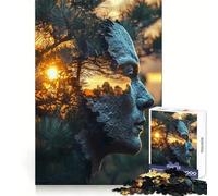 Tramonto nella natura attraverso un volto Puzzle difficile per adulti da 1000 pezzi Gioco di logica stimolante Ideale per momenti di condivisione Bordo trasparente Regalo perfetto (38x26cm)