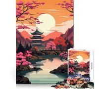 Tramonto nella terra cinese - Puzzle da 1000 pezzi per adulti - Gioco di logica e antistress - Taglio preciso - Regalo perfetto 38x26cm
