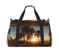 Tramonto Nuvole Colorate Palma 2 stampa Bagagli a mano per Donne Uomini Borsa a Tracolla Weekender per Yoga Viaggi Must Haves, nero, Taglia unica
