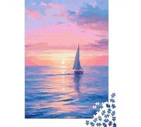 Tramonto Oceano Barca a vela 1000 Pezzi Mini Puzzle per Adulti | 70x50cm Carta Amatoriale Puzzle Rilassamento Mentale Puzzle Intellettuale Regalo Compleanno