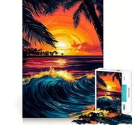Tramonto, Oceano, Onda, Puzzle da 1000 pezzi per adolescenti, Gioco per l'esercizio mentale, Tempo di condivisione, Taglio di precisione, Pezzo da collezione artistica 38x26cm