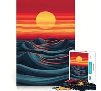 Tramonto, onde dell'oceano, puzzle da 1000 pezzi per adolescenti, gioco intelligente, momento di condivisione, taglio liscio, lista dei desideri di Babbo Natale 50x75cm