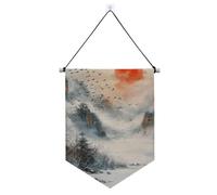 Tramonto Paesaggio Cinese Inchiostro Pittura Appeso Banner con Asta Telescopica Bandiere Banner Decorazioni Cantiere Outdoor per porte, pareti, finestre, giardini, cortile