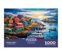 Tramonto Porto 1000 Pezzi Enigma Per Il Relax Mentale Villaggio Pesca per Office Break Puzzle - Il Puzzle Più Venduto 52x38cm/1000pcs