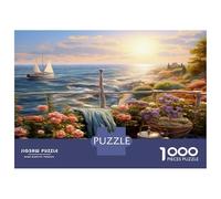 Tramonto Porto Per I Viaggi: 1000 Pezzi Del Puzzle Cartone Spesso Gioco Giardino Marina Enigma Per Lo Stress Relief E Da Viaggio, Un Ideale Enigma Del Regalo Di Natale 38x26cm/1000pcs