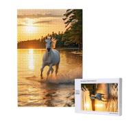 Tramonto Puzzle 300 Pezzi, Cavallo Puzzle Adatto ad Adulti e Principianti, Giochi Divertenti/Sfidanti/Impossible, DIY Hobby Creativi per Adulti Attività Artigianali, Regali per Uomini/Donne M-1440