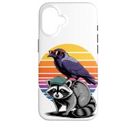 Tramonto Retrò Corvo Procione Panda della Spazzatura Corvi Custodia per iPhone 16