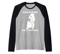 Tramonto Salvare Un Cavallo Cavallo Un Cowgirl Maglia con Maniche Raglan