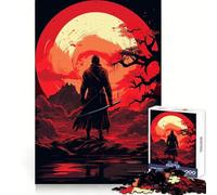 Tramonto Samurai Giappone Puzzle da 1000 pezzi Puzzle per adulti Pensa intelligente Giocattolo Attività domestica Taglio liscio Sorpresa di Natale (38x26cm)