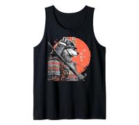 Tramonto Samurai Lupo Guerriero Giapponese Stile Ukiyo-e Canotta