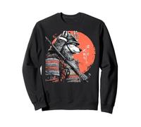 Tramonto Samurai Lupo Guerriero Giapponese Stile Ukiyo-e Felpa