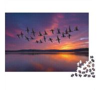 Tramonto Sky Uccelli migratori e rondini volano in formazione 1000pcs (75x50cm) Puzzle Adatto Per Adulti E Folla Dai 14 Anni in Su