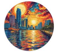 Tramonto sopra il porto puzzle 1000 pezzi città circolare puzzle per adulti rilascio dello stress giocattolo 14 + 1000 pezzi (67,5 x 67,5 cm)
