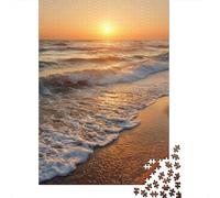 Tramonto spiaggia Puzzle Adulti 1000 Pezzi Onde oceano dorato Resistente Per 12 Anni E Oltre Senza Spigoli Taglienti Antinoia Pezzi Unici 70x50cm/1000pcs