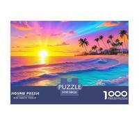 Tramonto Spiaggia Tropicale Puzzle 1000 Pezzi per Adulti Carta Gioco di Puzzle Relax Colori Paesaggio Decorazione Regalo Famiglia 38x26cm/1000pcs