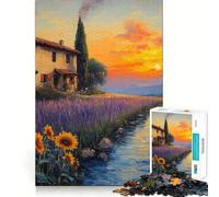 Tramonto su campi di lavanda - Puzzle da 1000 pezzi per adulti - Gioco di logica e divertimento in casa - Bordo preciso - Oggetto da collezione 50x75cm