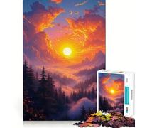Tramonto su foresta nebbiosa - Puzzle da 1000 pezzi per ragazzi - Gioco di memoria, rilassante e divertente - Design e assemblaggio - Una piacevole sorpresa 50x75cm