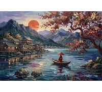 Tramonto su paesaggio giapponese Puzzle 1000 Pezzi,Sfida Impossibile,Gioco Educativo,dai 14 Anni,Adulti E Ragazzi,Decorazione Casa,Idea Regalo,Cartone Di Qualità,Antistress 52x38cm