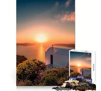 Tramonto su Santorini Puzzle da 1000 pezzi per adolescenti Gioco intelligente per il relax Assemblaggio di modelli Lista dei desideri di Babbo Natale 38x52cm