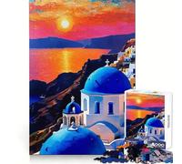 Tramonto su Santorini - Puzzle da 1000 pezzi per ragazzi - Gioco cognitivo - Attività ricreativa rilassante - Assemblaggio di motivi - Opera d'arte 50x75cm