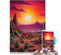 Tramonto sui cactus Puzzle da 1000 pezzi per adulti Aiuta il cervello ad allenare i giocattoli che creano dipendenza per coltivare la pazienza Decorazione della casa 38x26cm