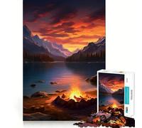 Tramonto sul lago di montagna, puzzle da 1000 pezzi per adolescenti, gioco per esercitare la mente, momento di condivisione, taglio di precisione, pezzo da collezione artistica 38x52cm