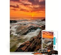 Tramonto sul lago, roccia marina, puzzle per ragazzi, 1000 pezzi, gioco di logica, divertimento rilassante, bordi lisci, regalo di compleanno 38x26cm