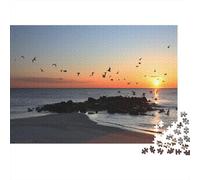 Tramonto sul mare Jigsaw Puzzle Impossible 1000Pcs Spiaggia degli uccelli Decorazione Per La Casa. Rilassamento E Intelligence Per Adulti E Bambini Da 12 Anni 1000pcs (75x50cm)