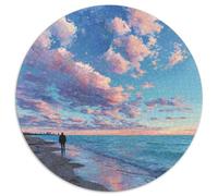 Tramonto sul Mare Jigsaw Tramonto Glow Puzzle Rotondo 1000Pcs Adulti E Ragazzi Rilassamento Intelligence Idea Regalo Uomo Donna 1000pcs (67.5x67.5cm)