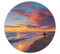 Tramonto sul Mare Jigsaw Tramonto Glow Puzzle Rotondo 1000Pcs Collection Adulti E Bambini Festa Aziendale Idea Regalo Uomo Donna 1000pcs (67.5x67.5cm)