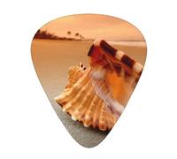 Tramonto sul mare La conchiglia,12 pezzi di plettri per chitarra, 3 plettri di diverso spessore per chitarra acustica, basso, ukulele