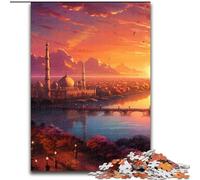Tramonto sulla città con alberi, puzzle da 1000 pezzi per adulti, regali per 14+ anni, allena il tuo cervello e le tue mani, regali di Natale (50x75cm)