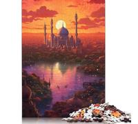 Tramonto sulla città con alberi Puzzle per adulti 1000 pezzi Puzzle per adulti e adolescenti Gioco per famiglie 1000 pezzi (75x50 cm)