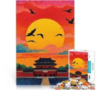 Tramonto sulla Città Proibita Puzzle da 1000 pezzi per adolescenti Difficile da completare ma divertente e umoristico con poster abbinato e foglio di quiz 38x26cm