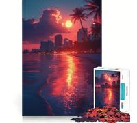 Tramonto sulla spiaggia cittadina - Puzzle da 1000 pezzi per adolescenti - Gioco di sfida mentale - Passatempo rilassante - Taglio preciso - Regalo delizioso 50x75cm