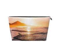 Tramonto sulla spiaggia del mare, Borsa da toilette Borsa per trucco Borsa per cosmetici Borsa da toilette da viaggio portatile
