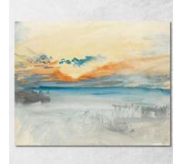 Tramonto Sull'Acqua Joseph Mallord William Turner, jwt119 Quadro Stampato su Tela Fine Art, Intelaiato Pronto da Appendere, Alta qualità, 75x60 cm