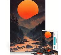 Tramonto sulle montagne, paesaggio giapponese, adolescenti, puzzle da 1000 pezzi, gioco per esercitare la mente, gioco di gruppo, taglio di precisione, regalo per le festività 50x75cm