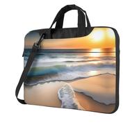 Tramonto sulle onde Stampa borsa a tracolla e valigetta per laptop, facile da trasportare per viaggi di lavoro e lavoro, Nero , 13 inch
