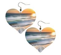 Tramonto sulle onde Stampe Eleganti orecchini a forma di cuore leggeri accessori da donna perfetti per feste e San Valentino.