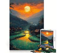 Tramonto sulle risaie - Puzzle da 1000 pezzi per adulti - Puzzle di memoria - Montaggio lento - Immagine divertente - Regalo creativo 38x26cm