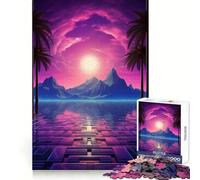 Tramonto Synthwave Armonia Puzzle da 1000 pezzi per adolescenti Puzzle Gioco stimolante Semplice Divertente Taglio Preciso Babbo Natale Desiderio Scegli 50x75cm