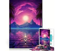 Tramonto Synthwave Armonia Puzzle da 1000 pezzi per adolescenti Puzzle Gioco stimolante Semplice Divertente Taglio Preciso Babbo Natale Desiderio Scegli 50x75cm